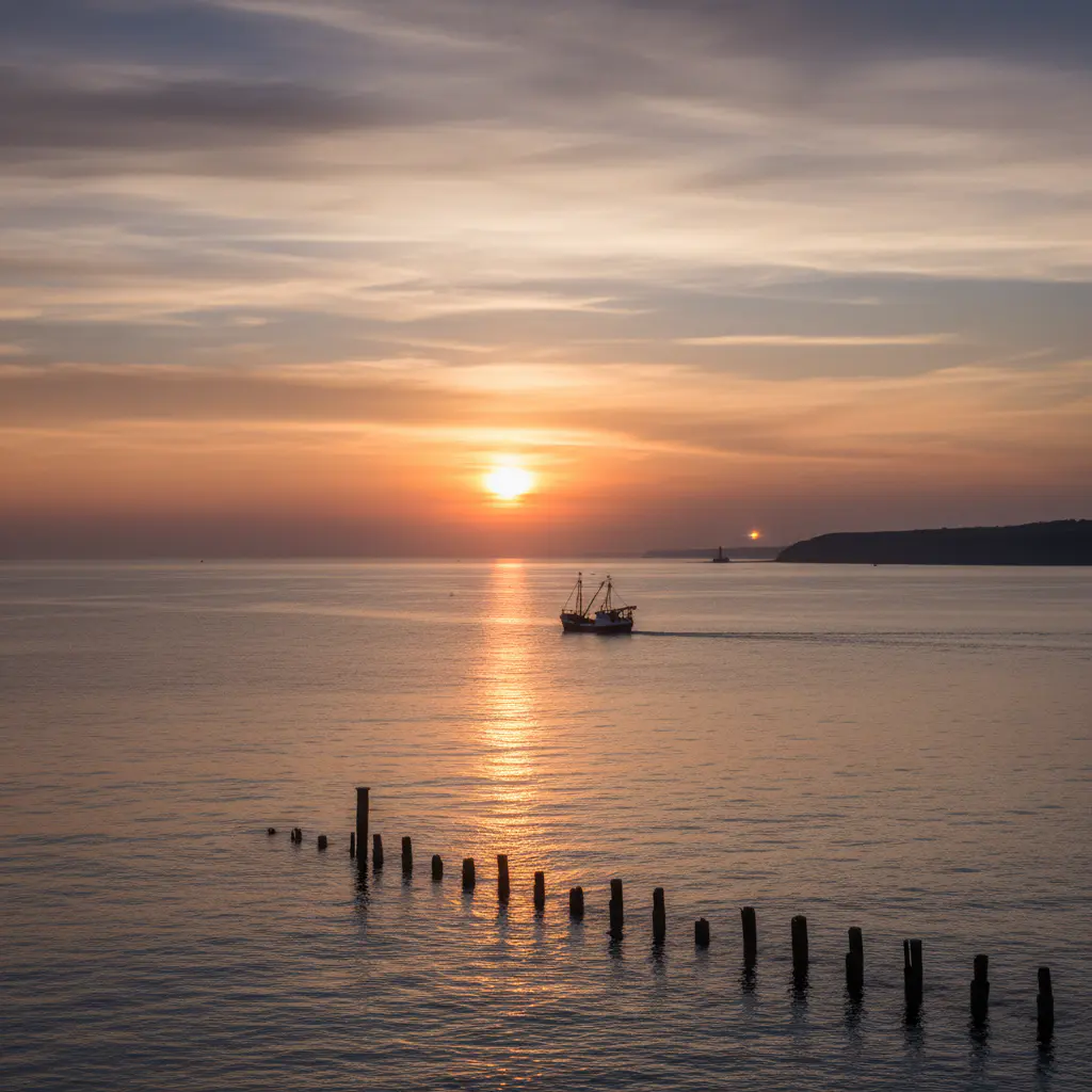 Zonsondergang boven de Noordzee